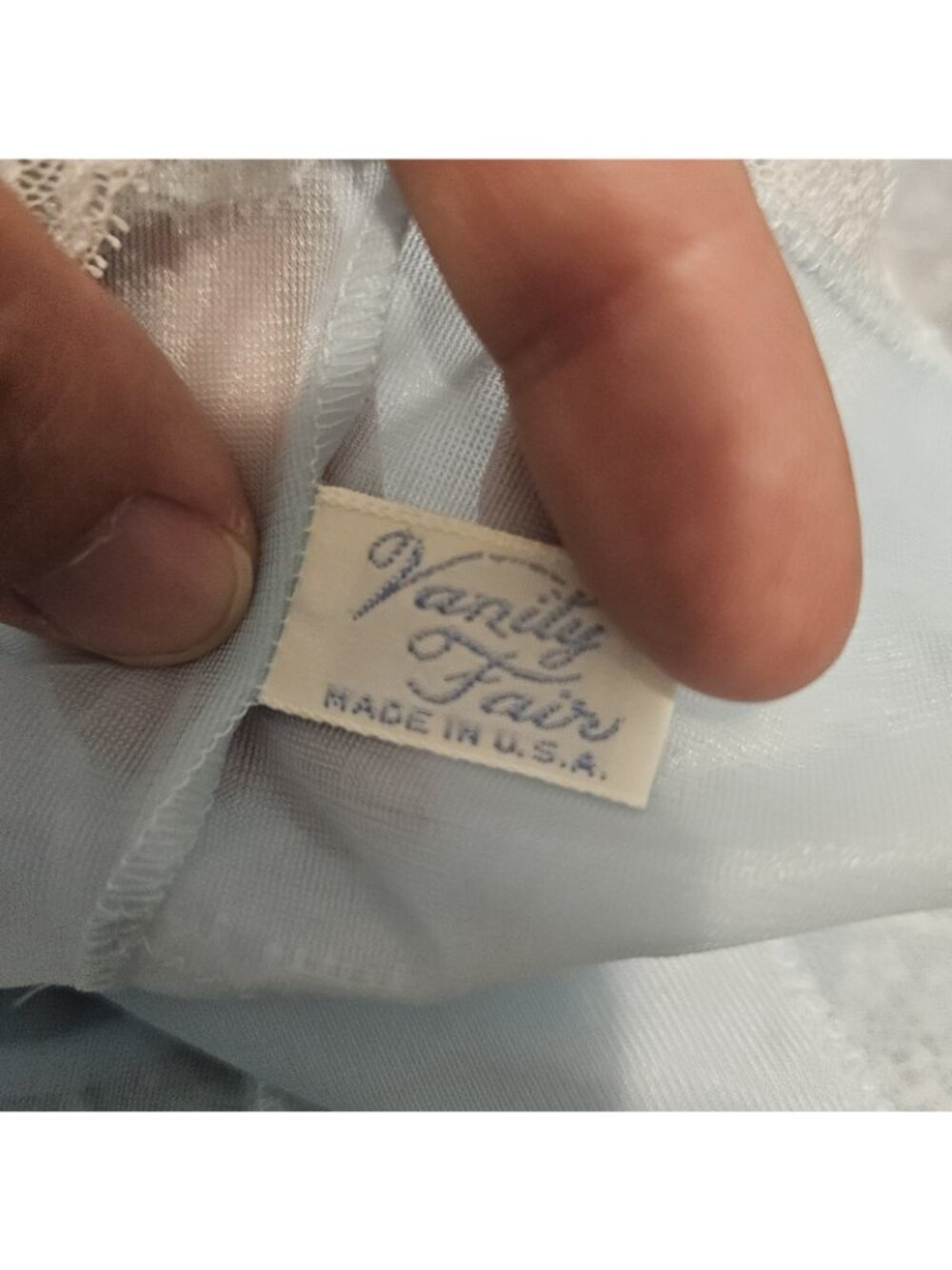 Vanity Fair Vintage 60s Chiffon Pale Blue Nightgown Sheer Gown & Robe 36 - Picture 3 of 4